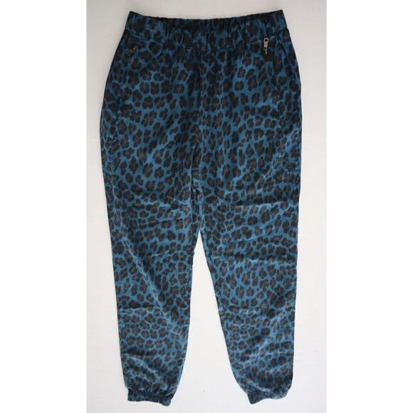 Young Fabulous & Broke Women's Sz S Blue Martino Leopard Print Jogger Pants $80 - Picture 1 of 6
